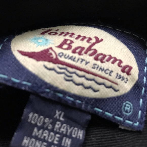 Tommy Bahama Cigar club black rayon shirt XL - Picture 6 of 6